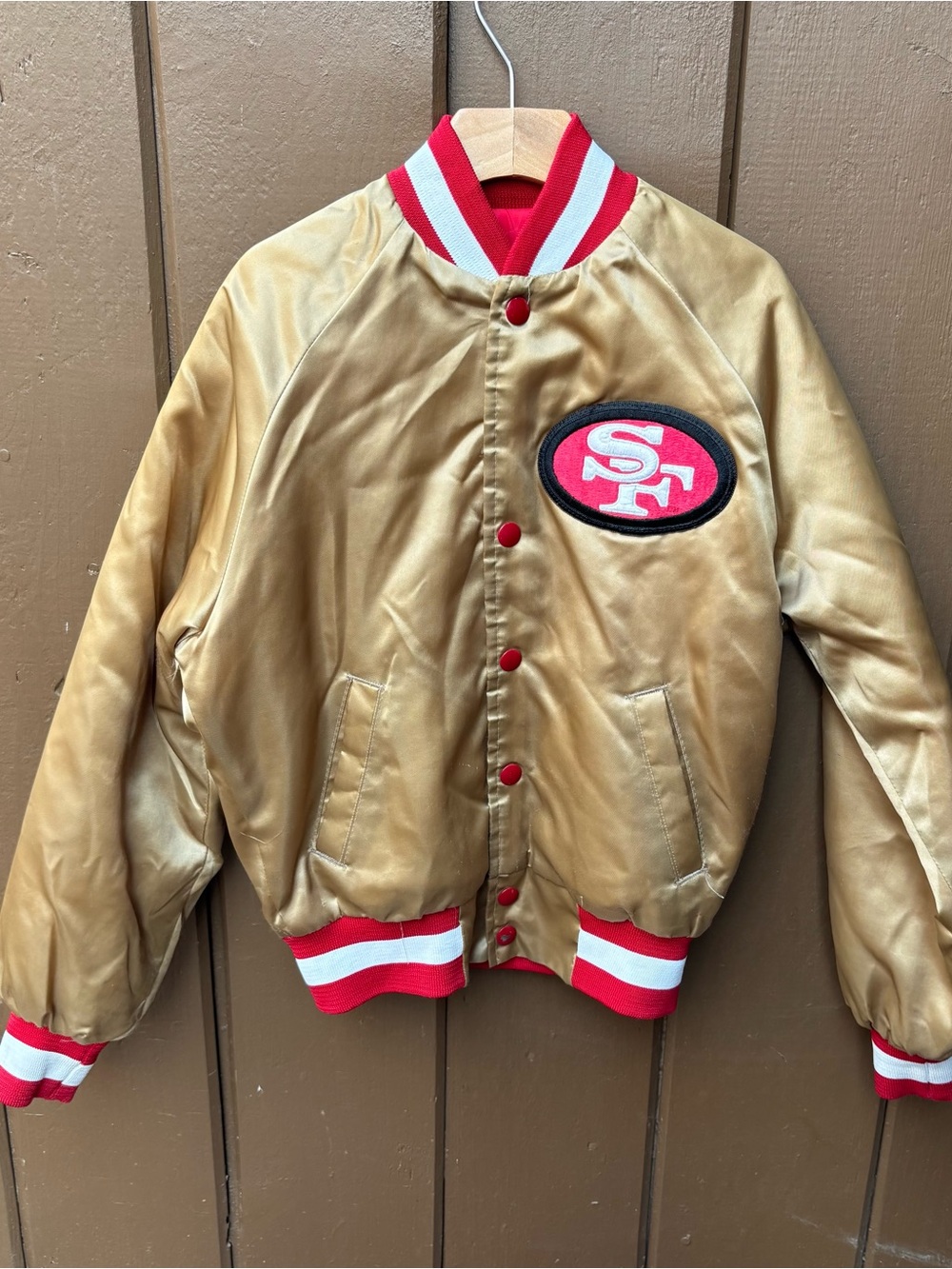 Vintage Chalk Line San Francisco 49ers NFL Satin Bomber Jacket Youth 10/12 USA